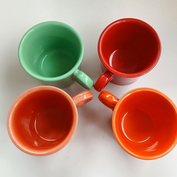 Fiestaware Fiesta Ware Ring Handle 4 Coffee Mugs Homer Laughlin 4 Colors HLC - Picture 2 of 9
